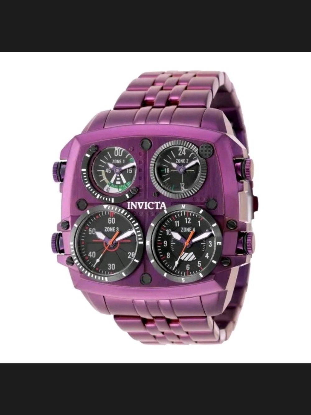 Invicta Aviator Zulu Purple Multi-Zone Stainless Steel Watch 50mm